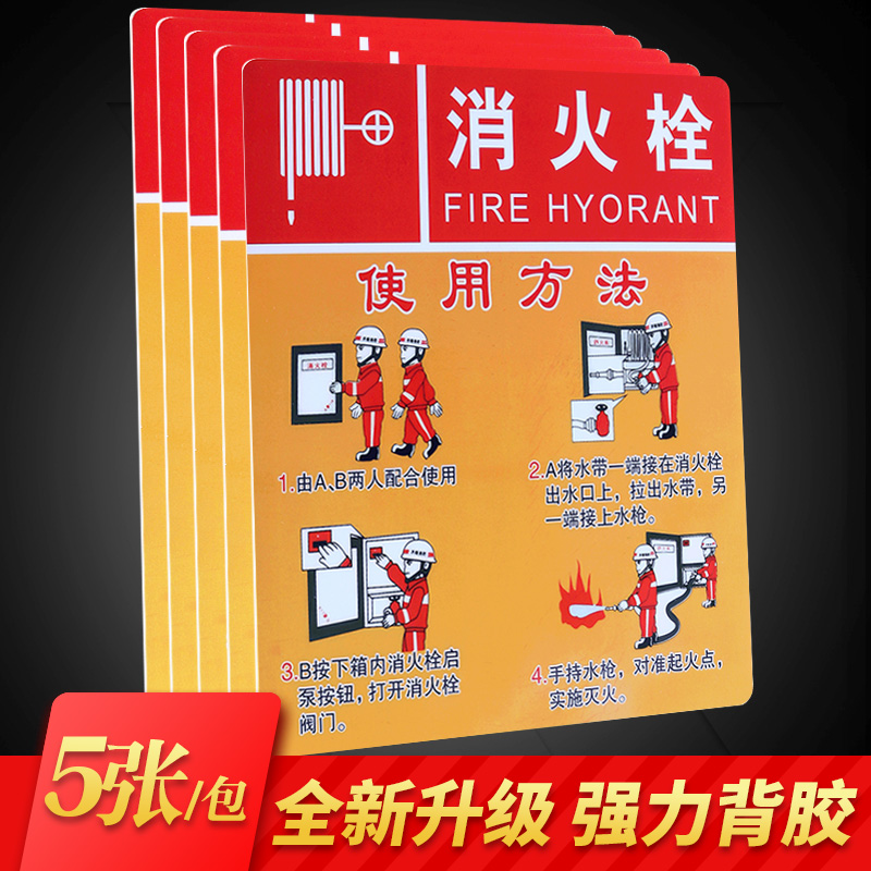 Fire Hydrant Fire Extinguisher Use Method Safety Instruction Identification Card Factory Workshop Fire Inspection Factory Instructions Labeling Fire Protection Ban Smoking ID Card Safety Production Everyone's Responsibility to Bring Kinda Fire