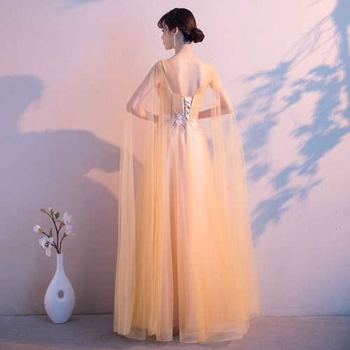 Желтое вечернее платье, юбка, длинный костюм, длина макси, изысканный стиль