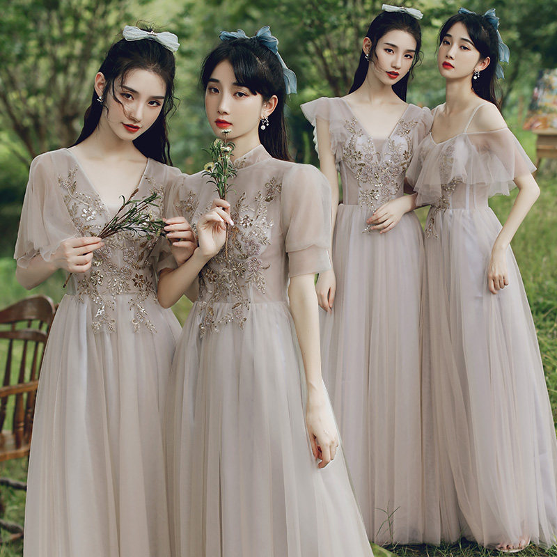 Bridesmaid gown 2022 new wedding small crowd normally able to wear sister tuxedo dress with superior high sense of lean summer