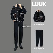 Little red book tide men wear winter Lamb hair coat men thick jacket loose warm cotton jacket casual cotton jacket