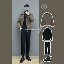Tide men wear a woolen coat mens 2021 new autumn and winter light mature style mens slim casual jacket trend thickened