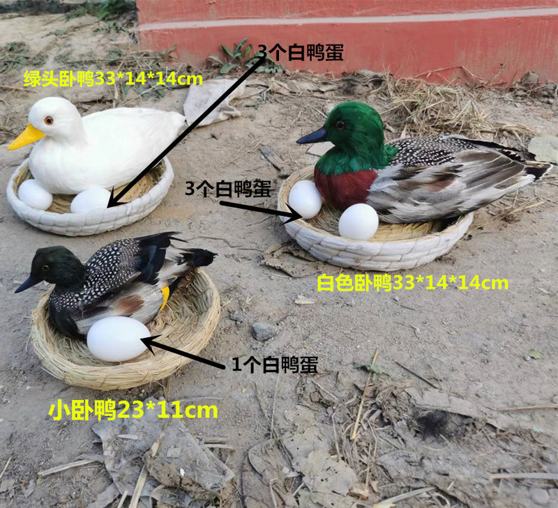 Simulated Duck Model Egg Duck White Goose Lying Hen Rooster Chicken Feather Poultry Ornaments Children's Cognitive Props