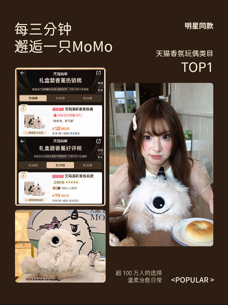 Ароматерапия подарок 艾玛莫莉香薰礼盒momo香氛玩偶生日七夕礼物送女生闺蜜毛绒玩具 Emma Molly