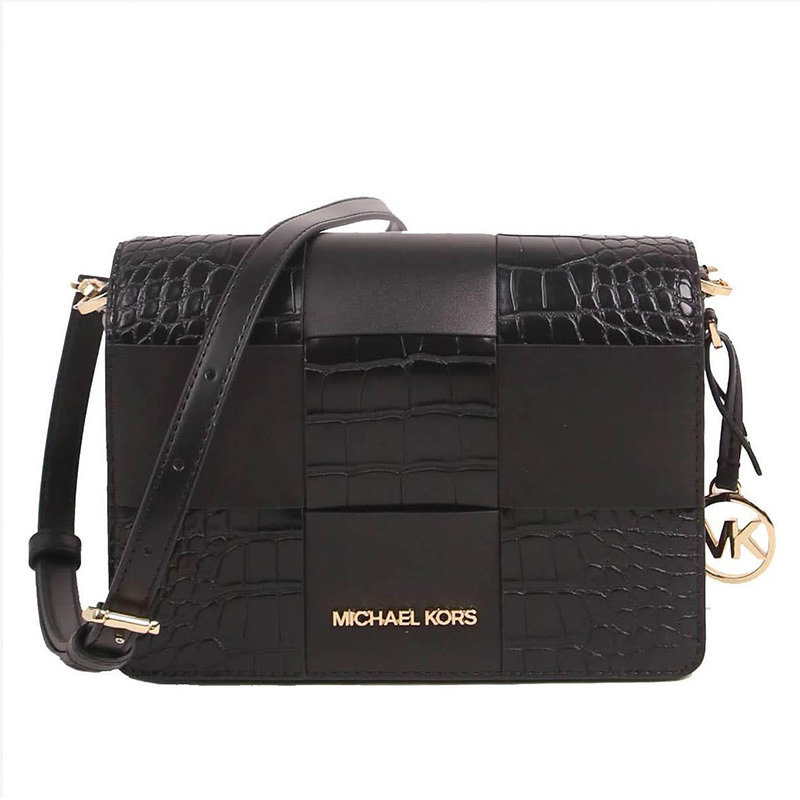 Mk Women's Bag Michael Kors Mercer Crocodile Pattern Woven Flap Shoulder Crossbody Small Square Bag 35T1Gm9C1E Mk Women's Bag Michael Kors Mercer Crocodile Pattern Woven Flap Shoulder Crossbody Small Square Bag 35T1Gm9C1E