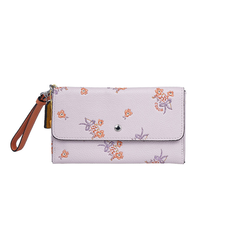 Coach Ole Official Flagship Store Lightweight Casual Fashion Floral Print Color Matching Wallet 29608