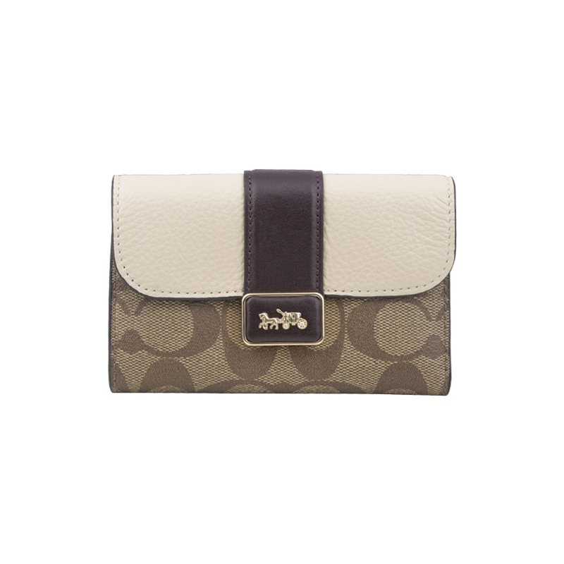 Coach Official official store Women's Classic Printed Brown Mini Small Clutch Wallet Card Holder Fcc060