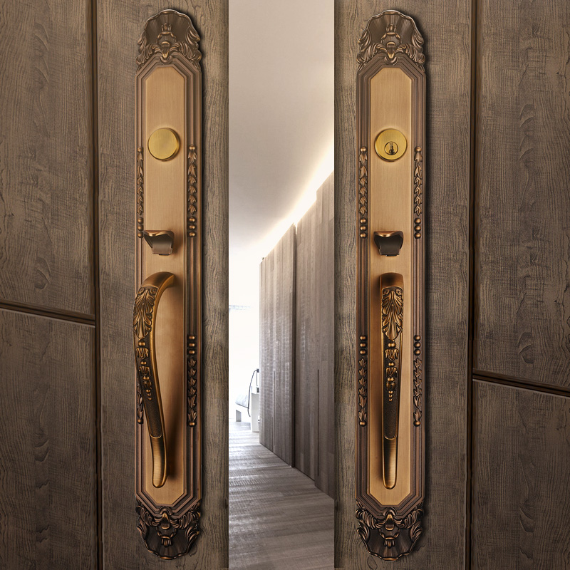 Lixin home double-door door lock European-style villa antique opposite door door mute indoor handle lock