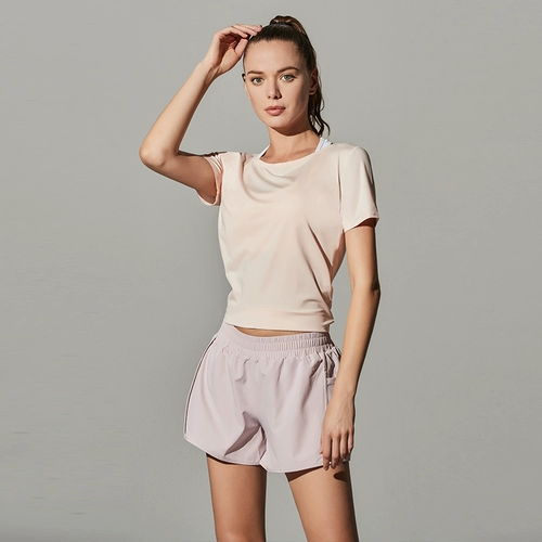 Спортивная быстросохнущая дышащая летняя тонкая футболка для спортзала для йоги, короткий рукав, для бега, впитывает пот и запах