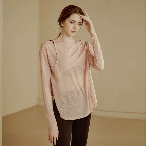 Спортивная одежда для йоги, быстросохнущий лонгслив для спортзала, свободный крой, по фигуре, для бега, большой размер