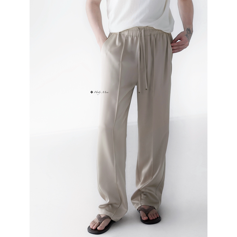 Holymen |   Japanese Imported Triacetate Heavy Matte Double Satin Silk Straight Casual Shorts and Long Pants