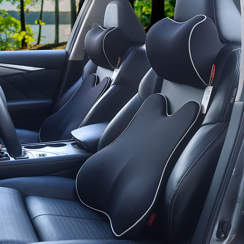 Car pillow Lumbar support Lumbar back Car car seat memory cotton neck support Lumbar back pad Four seasons supplies set