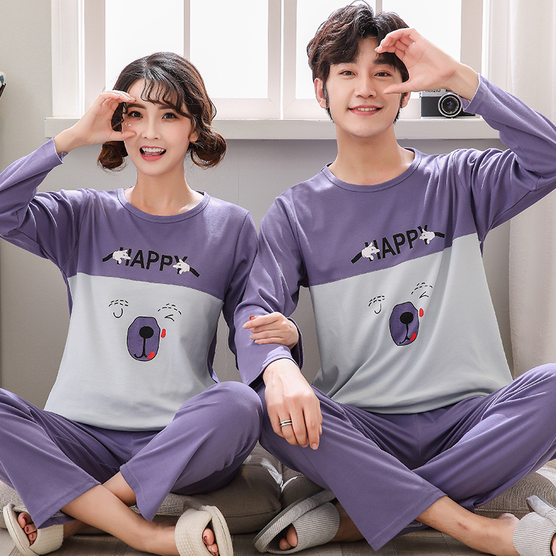 Mùa xuân và mùa đông Mùa đông Hàn Quốc Kích thước lớn Bộ đồ ngủ Cặp đôi dễ thương Phim hoạt hình Chinchilla dài tay Áo bông nữ bộ đồ đôi mùa đông nam nữ