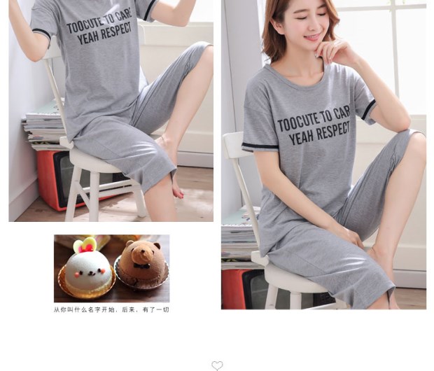 Đồ ngủ nữ mùa hè nữ phiên bản Hàn Quốc của quần cotton cắt ngắn tay phù hợp với phim hoạt hình mùa hè có thể mặc quần áo bên ngoài nhà may đồ bộ đẹp