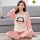 Bộ đồ ngủ nữ mùa thu cotton dài tay phiên bản Hàn Quốc mùa thu và mùa đông dễ thương cotton hoạt hình nữ phục vụ nhà phù hợp với XL đồ ngủ đẹp