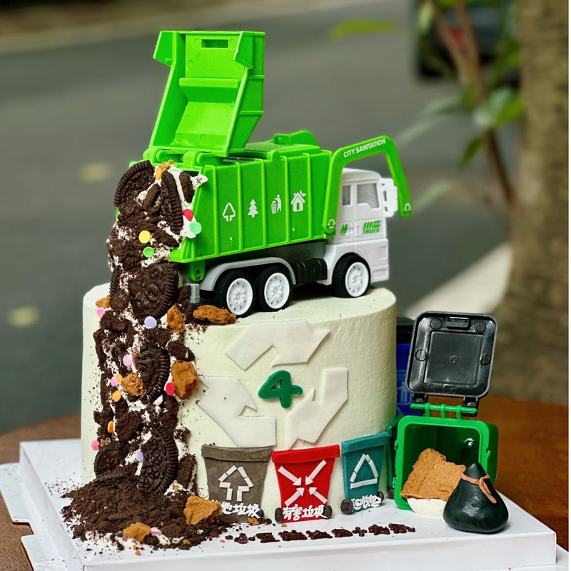 Trendy Creative Garbage Truck Birthday Cake Decoration Trash Can Construction Vehicle Tower Crane Baking Decoration Trendy Creative Garbage Truck Birthday Cake Decoration Trash Can Construction Vehicle Tower Crane Baking Decoration