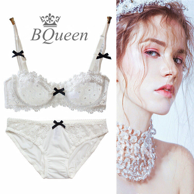 Transparent bras full underwear women's small breasts gather sexual confusion thin lace perspective ultra-thin sexy bra sex