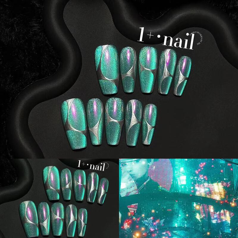 1+Nail 【Cyber Neon】·Cyberpunk Vaporwave Metallic Futuristic Handmade Wearable Nails