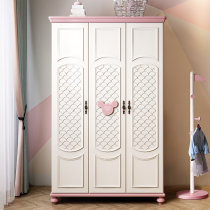 American country childrens wardrobe girl Mickey childrens room bedroom pastoral storage three-door wardrobe