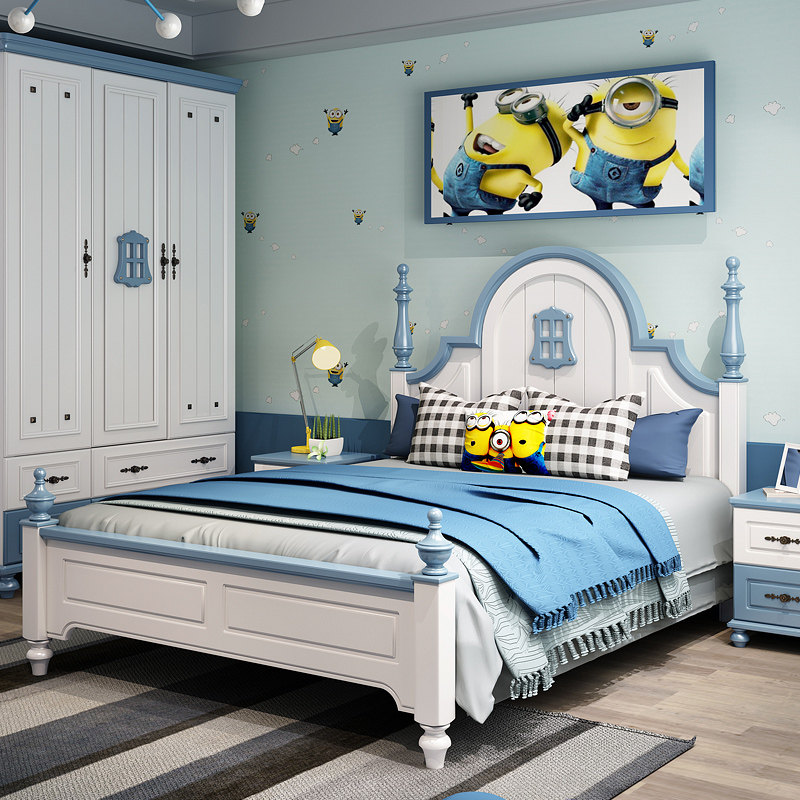 American children's bed boy single bed teenagers 1 5 meters children's bed 1 2 meters children's room furniture combination set