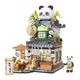 Loz/Smart Chinese-Style Folding Street Scene Building Blocks Little Bear Coffee Shop Assembled Panda Tea House Girls' Birthday Gift