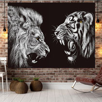 Net red ins background cloth tiger lion live room dormitory room bedroom decoration wall bedside hanging cloth