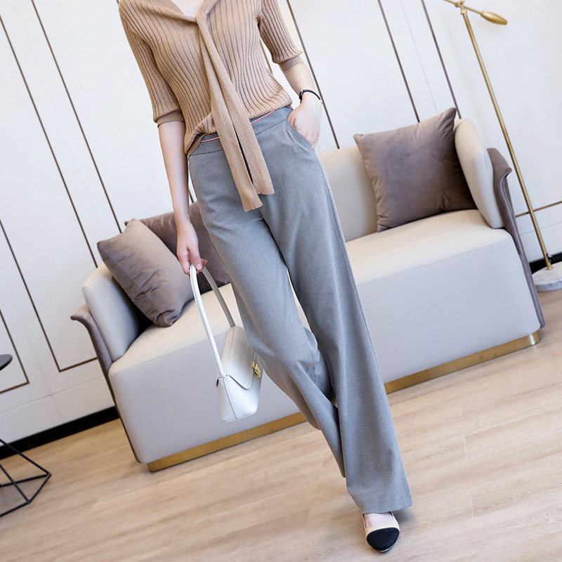 Abrasive Broadlegged Pants Woman High Waist Pituitary Pants 2022 New Early Spring Display Slim 100 Hitch Loose Straight Drum Casual Pants