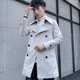 vừa chiều dài áo gió cơ thể của nam giới Hàn Quốc phiên bản của hai hàng khóa áo khoác thông thường sinh viên trẻ người Anh đẹp trai phù hợp với thủy triều