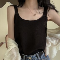 Summer dress Korean version of new base shirt plus fat plus size 200 Jin fat MM loose skinny knitted camisole Vest Women