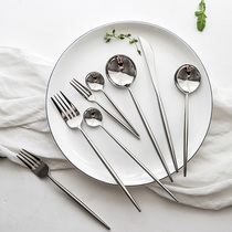 Portugal mirror light 304 stainless steel Western tableware set Dessert knife fork spoon stirring coffee spoon Fruit fork