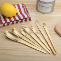 Guyue fantasy 304 stainless steel sanding gold single product set household gift Western tableware