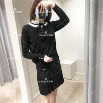 sandro21 spring autumn lotus leaf collar lacing splicing wool long sleeve needle sweater sweater SFPPU00830