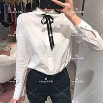 maje21 spring summer doll lotus leaf collar lacing pure color minimalist long sleeve shirt blouses female MFPCM00120