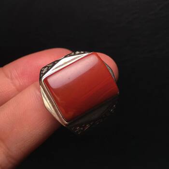 Natural sichuan nanhong men's ring, wasi material silver, retro style inlaid with super domineering mobile phone real shot live ring ring
