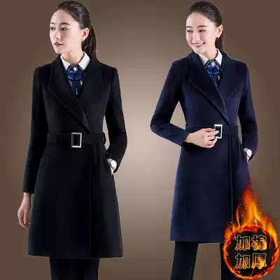Working clothes woolen coat women 2021 new medium and long version of black woolen coat thickened sales overalls winter
