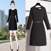 Black professional dress female Spring and Autumn New ol temperament slimming sales department jewelry store front desk overalls
