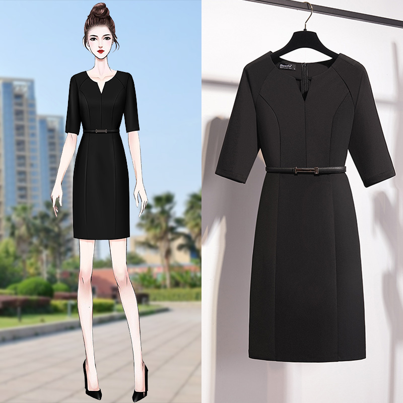 Spring 2023 new female fashion temperament black bag hip jewelry shop beautician professional dress overalls