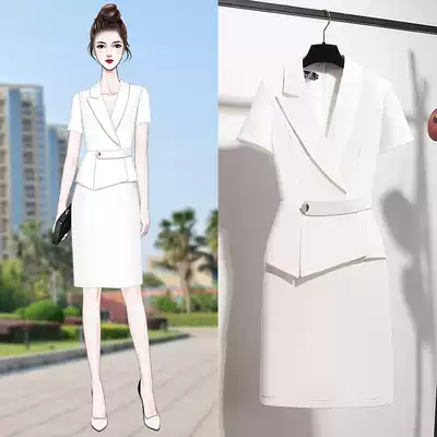 Professional suit female summer model OL temperament goddess Fan Interview dress hotel front desk beauty salon overalls dress