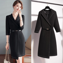 Autumn dress 2021 new female temperament goddess fan workplace sales office black professional dress dress overalls