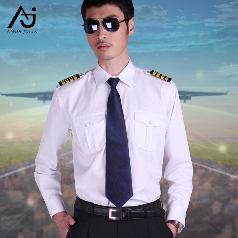 Chinese Pilot Uniform for Men, Flight Attendant Shirt, Aviation Jacket, Shirt, Pilot Clothing, Work Uniform