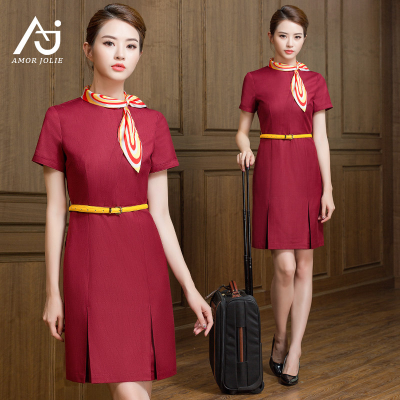 HNA flight attendant uniform dress temperament front desk gold shop tooling beauty salon sales department overalls female high-end autumn HNA flight attendant uniform dress temperament front desk gold shop tooling beauty salon sales department overalls female high-end autumn
