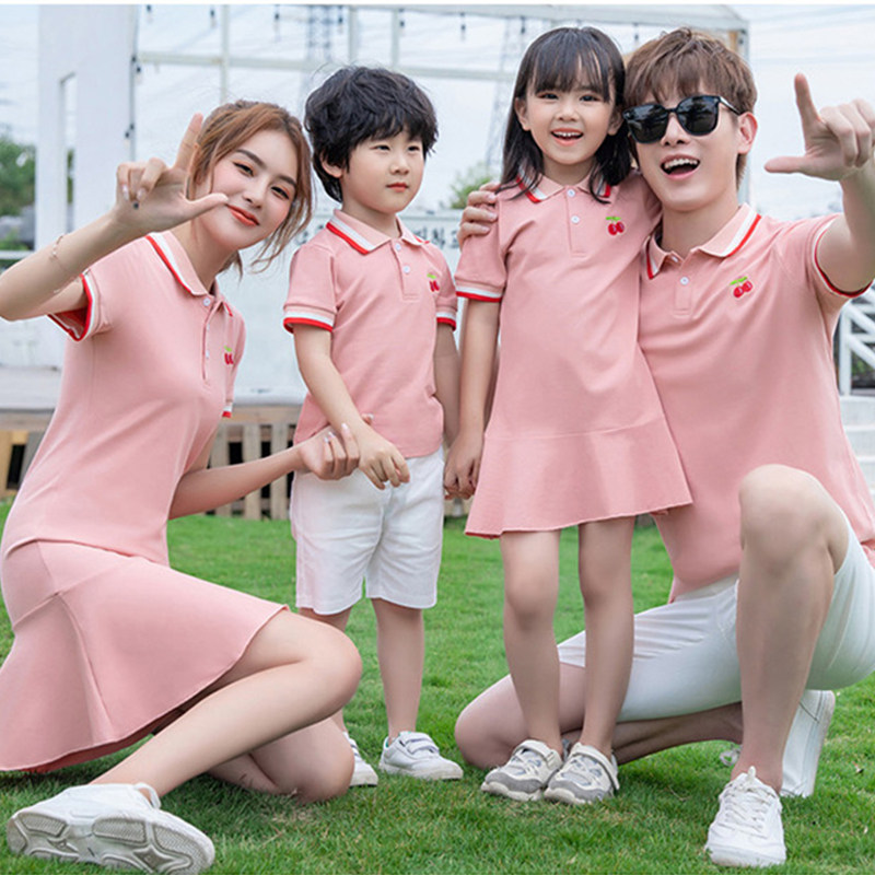 2022 Summer new pro-load family clothing short sleeves T-shirt casual mother woman dress POLO shirt polo pink