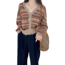 2022 New Retro Japanese Lazy Sweater Jacket Cardigan Age-Reducing Fashionable Street College Style Top for Women in Autumn