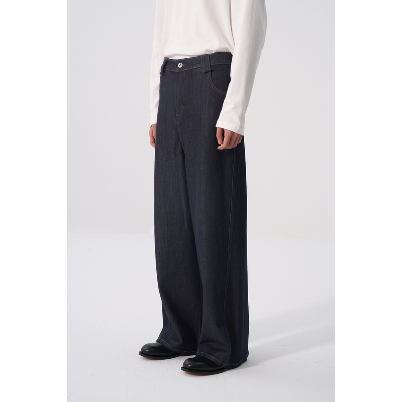 Eoh'Tidal' Candiani Fabric Is Non-Fading, Comfortable, Loose-Fitting Raw Denim Jeans