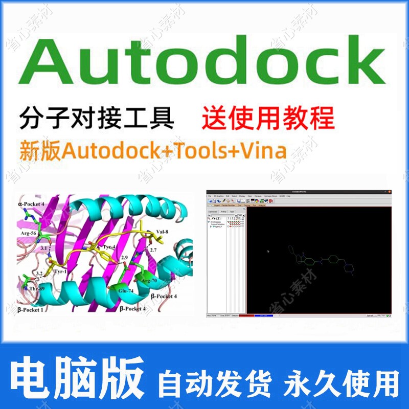 Autodock Software Installation Package, Molecular Docking, Includes Video Tutorials + Document Tutorials, Supports Windows