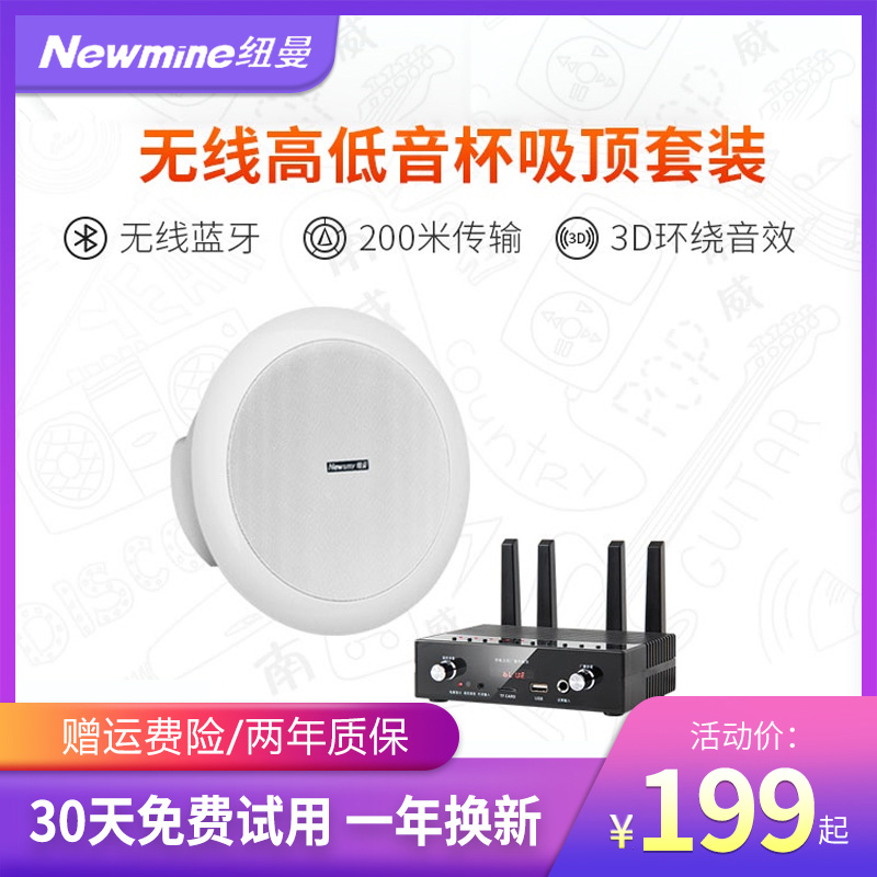 Newman Wireless Bluetooth Suction Sound Shop Restaurant Ceiling Horn Living Room with 3D surrounded