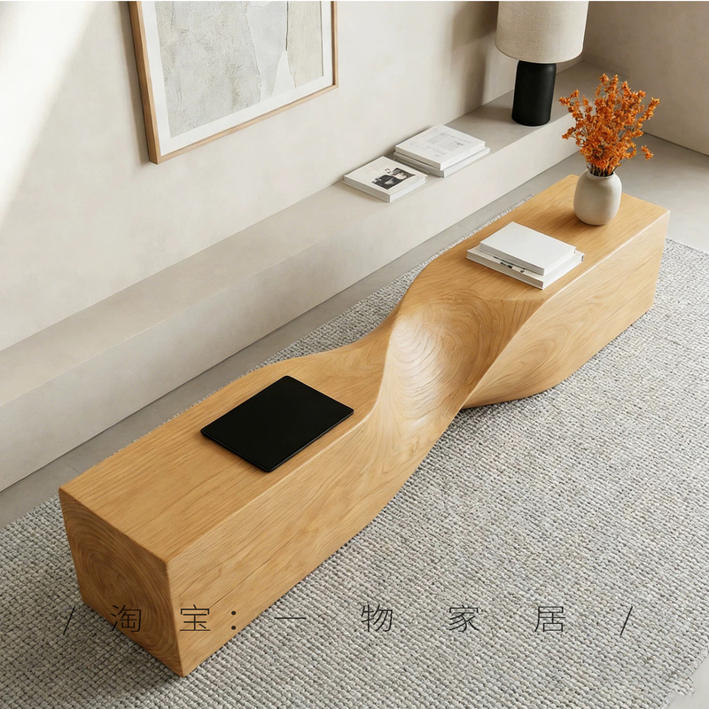 Solid Wood Long Bench for Clothing Stores, Shopping Malls, Rest Areas, Shoe Changing Benches, Guesthouses, Bed End Benches, Exhibition Halls, Hotels, and Artistic Spaces