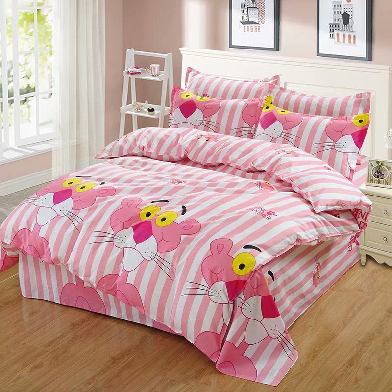 Pink Leopard quilt cover cotton 1.5m quilt phim hoạt hình gối đơn mảnh trẻ em ký túc xá chăn sinh viên mèo Katie mèo chăn phao cao cấp	