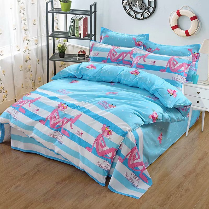 Pink Leopard quilt cover cotton 1.5m quilt phim hoạt hình gối đơn mảnh trẻ em ký túc xá chăn sinh viên mèo Katie mèo chăn phao cao cấp	