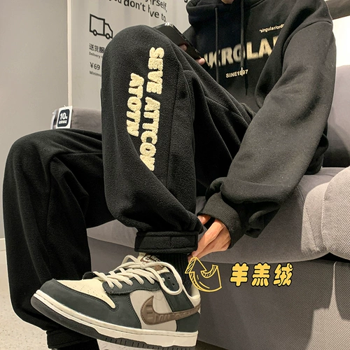 Бархатные демисезонные штаны, флисовые повседневные брюки, в американском стиле