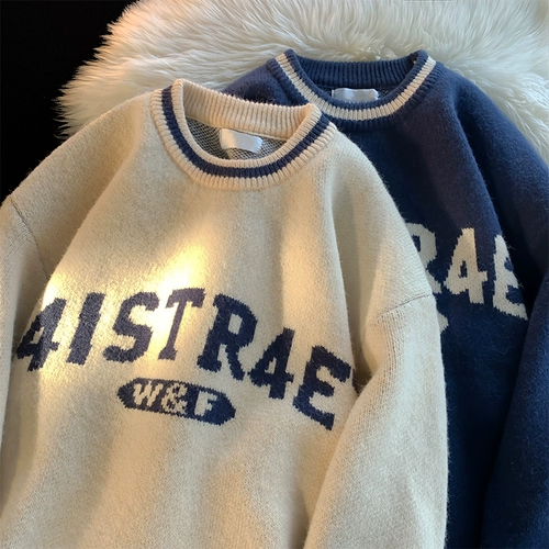 Мужской зимний японский свитер, трикотажные джинсы с начесом